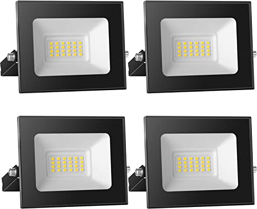 Royana 12V 20W LED Strahler Außen: IP65 Wasserdicht Kaltweiß LED Fluter Flutlicht für Garten,Garage, Hotel, Sportplatz(4Pack)