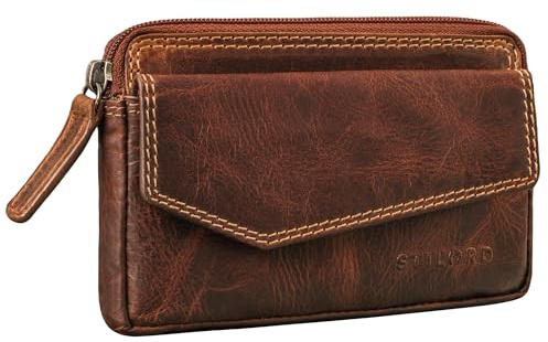 STILORD 'Cruz' Vintage Schlüsseltasche Leder Schlüsseletui mit RFID Kartenfächer Echtleder Schlüsselmäppchen Schlüsselmappe für Auto-Schlüssel und Kreditkarten, Farbe:Salerno - braun