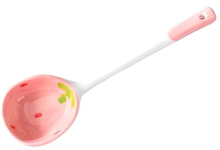 Kawaii fraise en céramique cuillère à soupe mignon coréen crème glacée peint à la main café Dessert à long manche cuillère accessoires de cuisine