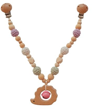 Kinderwagenkette Holz (Lila, Mint, Igel)