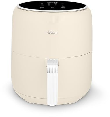 Swan SD10513C Retro Digital Air Fryer with Swan Cyclone Technology, 8 Pre-Set Cooking Options, Adjustable Temperature, 4.5L 1500W, Cream