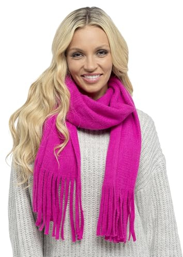 Écharpe tartan d'hiver à carreaux pour femme, Rose fluo uni, taille unique