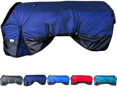 Majestic Ally 420D wasserdichte Pferde-Stalldecke, 200 g Polofil, 210 T-Futter, mehrere Farben und Größen (Marineblau, 198,1 cm)