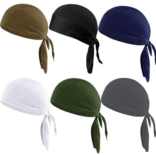 6 PCS Gorro de Bandana para Hombre, Gorra Bandana Deportiva, Pañuelos Cabeza Hombre, Bandana Ciclismo Verano, Hombre Hijab Skull Ciclismo Cap, para Ciclismo de Secado Rápido, Pañuelo Pirata, Diadema