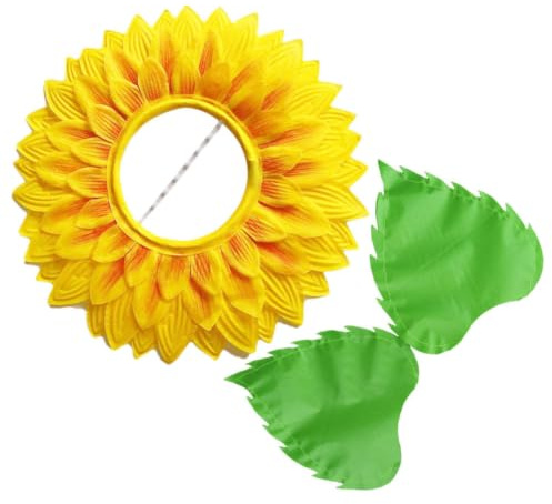 KOMBIUDA Sonnenblumenkostüm für Kinder, Hut mit Handschuhen aus Seidenstoff | Lebendiges Design für Karneval und Tanz, Leicht zu Tragen, Auffällige Requisiten