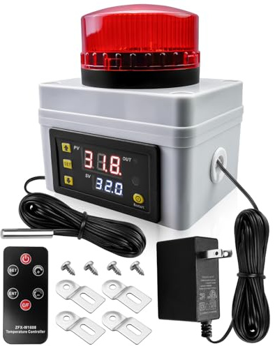 12V High Low Temperature Monitor, 120DB Loud Freezer Alarm with LED Flash, -50℃-110℃ Remote Control Refrigerator Temperature Thermometer for Cold Chain Factory, with 5M IP67 Waterproof Probe