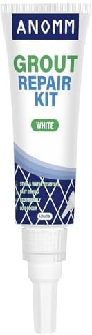 ANOMM Stucco per Piastrellen, 120ml Riparazione Fughe Piastrelle, Tubetto Riempitivo Ripara e Rinnova, Malta per Piastrelle, per Bagno, Doccia e Cucina, Ripristina e Rinnova Fughe Piastrelle, Bianca