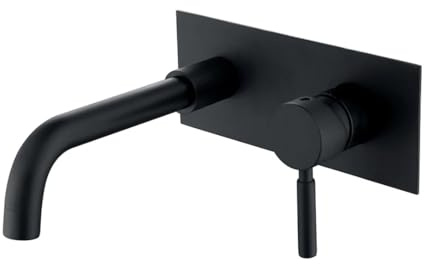 Matt Black Two Hole Swivel Bath Mixer Tap Modern Hot & Cold Water Sink Faucet with Cover Plate Durable Brass Construction Easy Installation Stylish Round Design