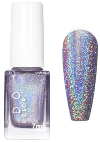 Holographic Nail Polish, Glitter Nail Polis/h With Mermaid Effect Silver Nail Polis/h, Long Lasting Nail Polish Polarising Glitter,Nail Polish Art Gel Polish Quick Dry 7ml (#301)