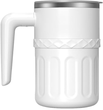 Self Stirring Mug | Rechargeable Magnetic Smart Tumbler with Lid - Coffee Cup with Temperature Display - for Travel Beverage Chocolate Cafe Home Kitchen Desk