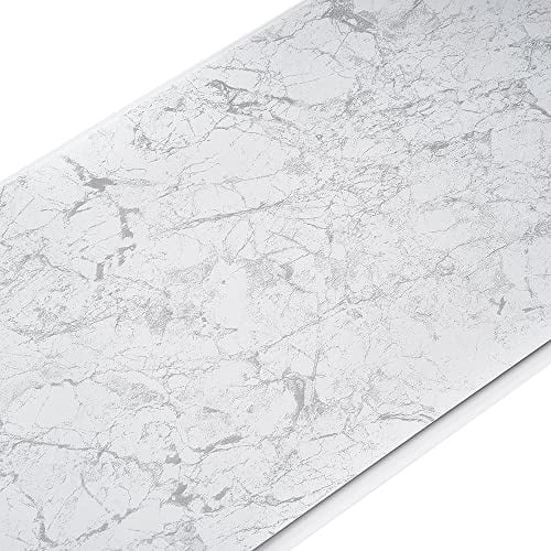 10PCS Gloss PVC Wall Panels 260 x 25 cm, Tongue & Groove Interlocking Bathroom Shower Panelling, 5mm Waterproof Wall Cladding for Bathroom Kitchen Ceiling & Any Room (Marble Grey)