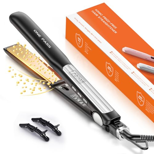 Faszin Planchas del Pelo 2 en 1, Calienta en 20s Plancha Pelo, de Titanio con Iones Plancha de Pelo, Pantalla LCD Clara, Ideal para Alisar, Rizar y crear Ondas -Negro | de Titanio con Iones Plancha de Pelo, Pantalla LCD Clara, Ideal para Alisar, Rizar y crear Ondas -Negro