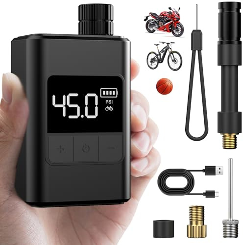 Mini Bomba de Aire Eléctrica para Bicicleta con Manómetro Digital inflador electrico Bicicleta, Bomba Bicicleta portatil Bicicleta Bomba Mini Bomba Bicicleta electrica Aire Bicicleta Accesorios