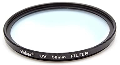 vhbw Universal UV Filter für Kamera Objektive mit 58mm Filtergewinde - UV Schutzfilter, Schwarz