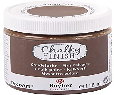 Rayher 38867538 Chalky Finish auf Wasser-Basis, Kreide-Farbe für Shabby-Chic-, Vintage- und Landhaus-Stil-Looks, 118 ml, rehbraun