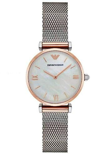 Emporio Armani Uhr für Damen , Quarzwerk, 32mm 2T Silber/Rose Edelstahlgehäuse mit einem Edelstahlarmband, AR2067