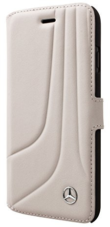 Mercedes MEFLBKP7HLCAGR Bow II Genuine Leder Booktype Schutzhülle für Apple iPhone 7 Crystal grau