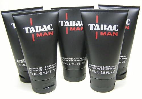 Tabac Man 5x Shower Gel & Shampoo 75ml (insg. 375ml) Reisegrösse