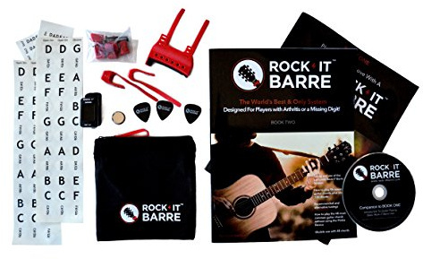 Rock-It Barre Gitarre Chord Gerät Advanced Plus Paket W/Pinkie Aufsätze für Erfahrene Gitarristen CLR/BLK STICKERS-USE ON LIGHT GUITAR NECK rot