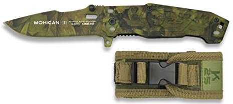 K25-19542 Navaja K25. Mohican 3. Titan. c. 7.8 Herramienta para Caza, Pesca, Camping, Outdoor, Supervivencia y Bushcraft + Portabotellas de regalo
