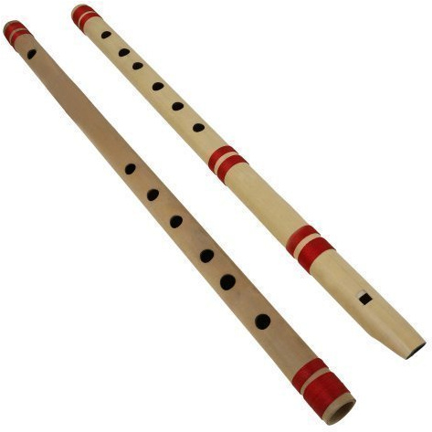Whitewhale Indian Bansuri Bamboo Flöten-Set – inkl. 2 Flöten: Fipple & Quer – indische Musikinstrumente für den professionellen Gebrauch 18 rot