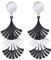 555Jewelry Stainless Steel Statement Layered Tassels Fan Earrings for Women & Girls Silver & Black