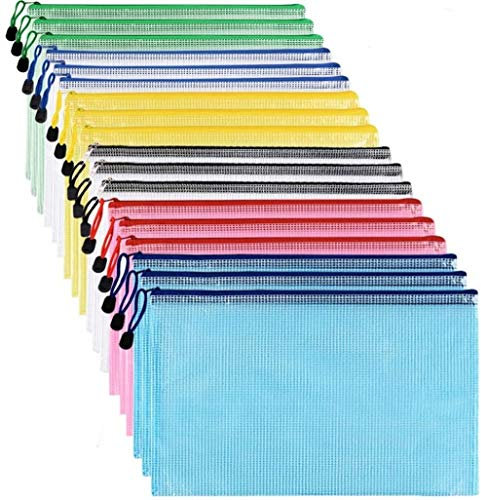 KAHEIGN 24Pcs Plastic Wallets, A4 File Zipper Bags Document Folder Plastic Wallet Folder Extra Thick Zip Lock Bags for File Storage