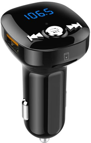 INF FM-Sender für Auto, FM Transmitter, Bluetooth-Adapter und Ladegerät für KFZ, 2 USB
