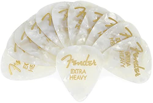Fender 351 Shape Premium Picks, extra schwer, White Moto, 12 Stück