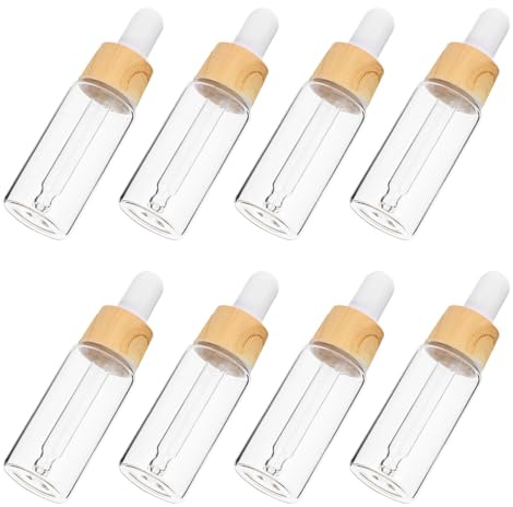 SOLUSTRE 15Ml Holzoptik Tropfflasche Mit Pipette - Nachfüllbare Glasflasche Für Ätherische Öle Parfüm Und Flüssigkeiten - Praktischer Reisebehälter