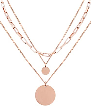a little something® Halskette Romana | Damen Layer Kette mit 18 Karat Vergoldung in Roségold | Inklusive nachhaltiger Geschenkverpackung mit FSC®-Zertifikat