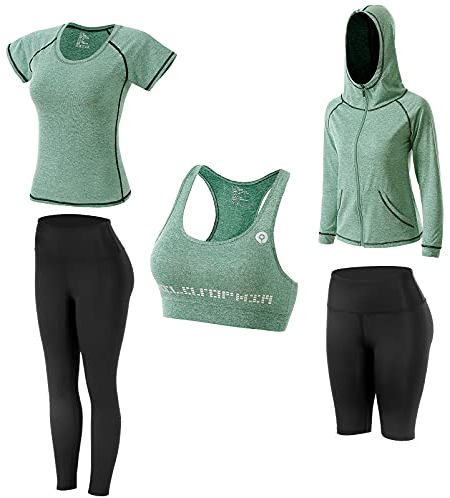 JULY'S SONG Yoga Kleidung Anzug 5er-Set Trainingsanzug Laufbekleidung Gym Fitness Kleidung