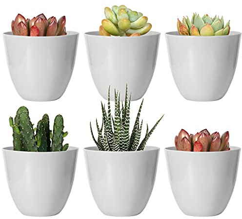 Youngever Paquete de 10 mini macetas de plástico de 8 cm para interiores, maceta de jardinería gris con drenaje para todas las plantas de casa, flores, hierbas, suculentas, no incluye planta (moderna)