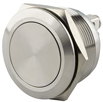 SeKi Edelstahl Drucktaster Ø25mm tastend flacher Kopfform Schraubanschluss; Klingeltaster, Standard - Schraube