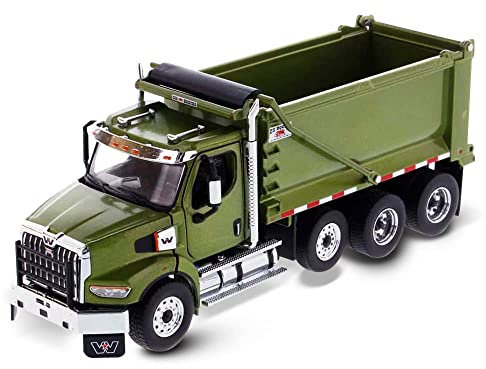 1:50 Western Star Tandem with Pusher Axle & Ox Bodies Stampede Dump – Opening Hood, Detroit Diesel Engine, Opening Doors with Cab Interior (Model 71086)