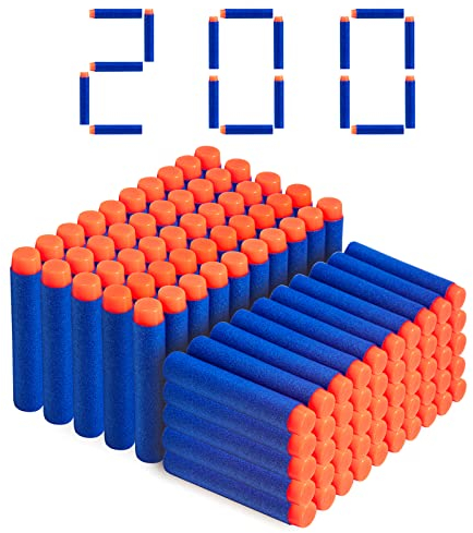 Darts Pfeile Bullets 200er Weiche Eva Schaum Kugel Munition Pack 7,2 cm für Kompatibler Nerf Hasbro N-Strike Elite Series Blasters Spielzeugpistole Nachfüllschaum für Kinder Familie - Blau
