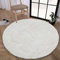 Enyhom Rund Hochflor Fluffy Teppich Plüsch Wohnzimmer Dicker Teppich Waschbar Samt Shag Teppich rutschfeste Weich Großen Teppiche für Sofa Schlafzimmer Bettvorleger Dekoration, 120cm Weiß