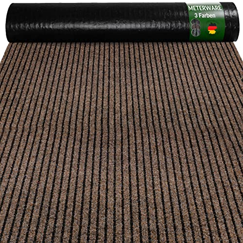 ANRO Schmutzfangmatte Mischa Teppich Läufer Meterware rutschfest & zuschneidbar | Indoor Outdoor Fußmatte Flur Gewerbe Büro Gastronomie Keller Mischa Braun 500x100cm