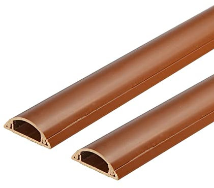 PATIKIL Floor/Wall Cable Raceway Cord Cover 39Lx1.2Wx0.4H Cord Hider Channel Self-Adhesive Coffee for TV Wire Management 2pcs