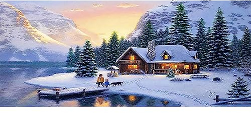 SHEGZHUC Diamond Painting Paysage Hiver 110 x 50 cm Diamond Paint Grand Hiver Diamond Painting Paysage Foret Paysage Hivernal Peinture Diamant Tableau de Perle Paysage Hiver Broderie Diamant Paysage