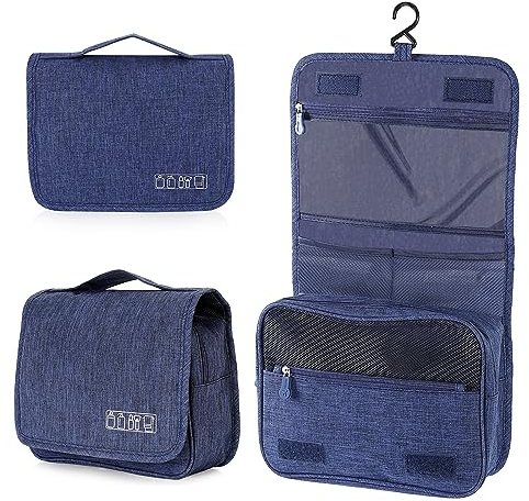 AiQInu Kulturbeutel zum Aufhängen, Kulturtasche Unisex Faltbare Waschtasche Kosmetiktasche Reisezubehör mit Haken für Damen und Herren