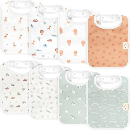 KeaBabies 8pk Baby Lätzchen für Jungen, Mädchen, Bio Baumwolle (Wilderness) | Sabberlätzchen aus Super Saugfähiger für Babys, Zahnende Kleinkinder, Neugeborene, Ultraweich und Maschinenwaschbar