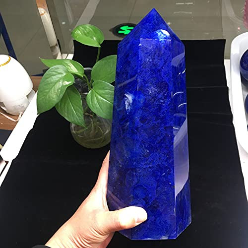 Cristal natural en bruto Cristal fundido azul de alta temperatura Piedra fundida Columna de cristal Obelisco Piedra de cuarzo Muestra de punto Decoración Reiki Espécimen mineral de piedra ( Size : 160