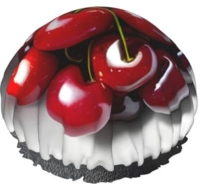 Double Layer Waterproof Shower Cap for Women - Perfect for Long Hair, Ensuring Hair Protection with Style Fresh Cherry