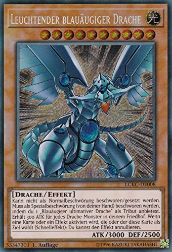 LCKC-DE008 - Leuchtender Blauäugiger Drache - Secret Rare - 1. Auflage - Deutsch - Legendary Collection Kaiba Mega Pack - mit LMS Trading Fieldcenter-Karte Yugioh