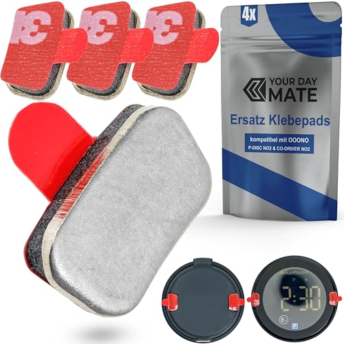 Ersatz Klebestreifen Set, 4 Stück, kompatibel mit OOONO CO-DRIVER NO2, PARK P-DISC NO2, NO3, Metallplättchen mit Klebepads, Sticker Blitzerwarner, Parkscheibe, Halterung Klebesticker Windschutzscheibe