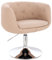 SVITA Panama Retro Loungestuhl Polsterstuhl Cocktailsessel Tellerfuß Metall Stoffbezug Beige