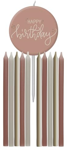 Folat 68711 Geburtstag Dekoration Rosa, Creme, Champagner Gold - Kerzen Set - Crème Rose - 9,5 cm - 11 Stück - Eine raffinierte und lebendige Geburtstagsdeko Happy Birthday