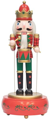 Casse-Noisette Soldats boîte à Musique boîte à Musique en Bois avec et Base pour décoration de noël Cadeau Décoration de Noël Traditionnelle de la Maison Casse-Noisette boîte à Musique (Rouge)