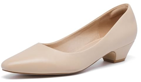 Damen-Pumps, klassisch, mit kleinem Absatz, spitz, bequem, für Damen, Hochzeit, Business, Party, nude, 39 EU